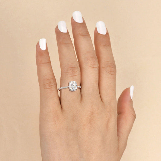 1.91 CT Oval Double Prong Pave Moissanite Engagement Ring 5