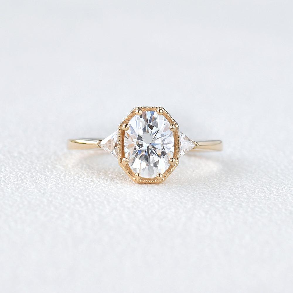 1.33 CT Oval Cut Three Stone Moissanite Engagement Ring 1