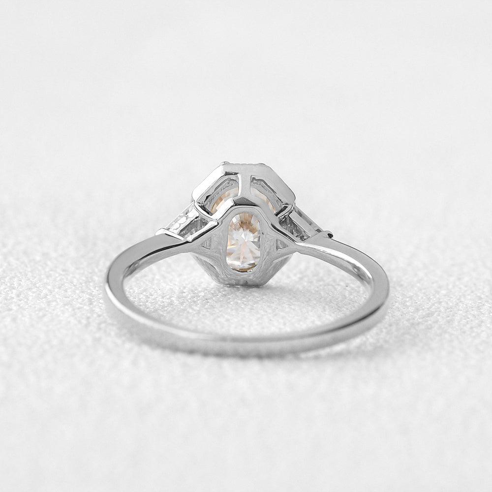 1.33 CT Oval Cut Three Stone Moissanite Engagement Ring 2