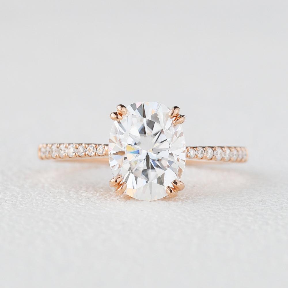 1.91 CT Oval Double Prong Pave Moissanite Engagement Ring 1