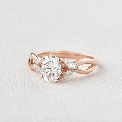 1.33 CT Oval Cut Art Deco Moissanite Engagement Ring 2