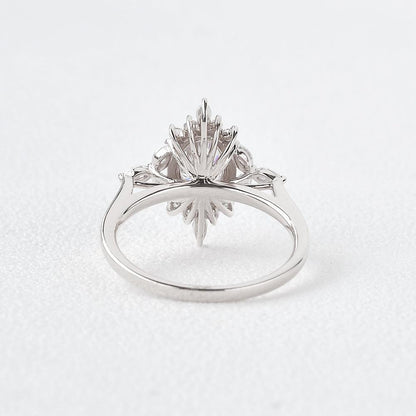 0.94 CT Oval Cut Cluster Vintage Moissanite Engagement Ring 2