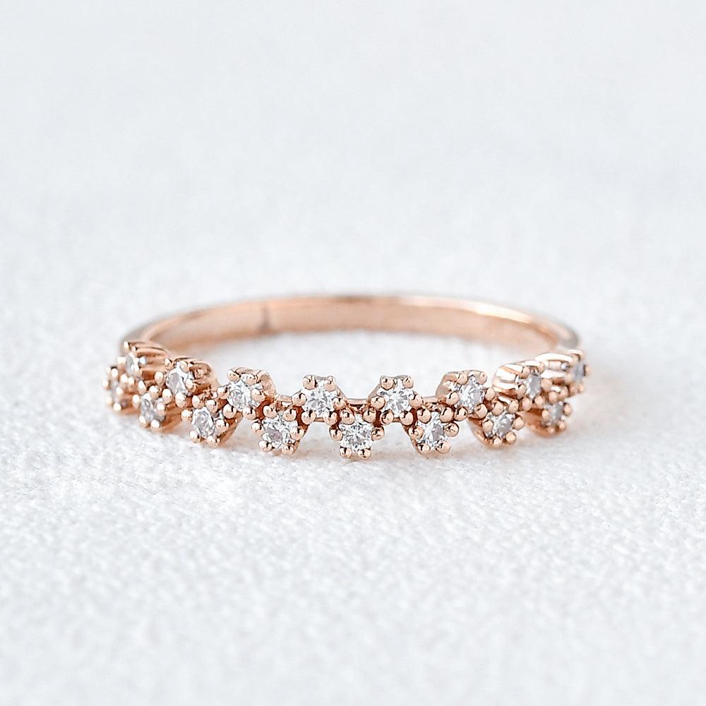 0.2 CT Round Cut Cluster Moissanite Wedding Band 1