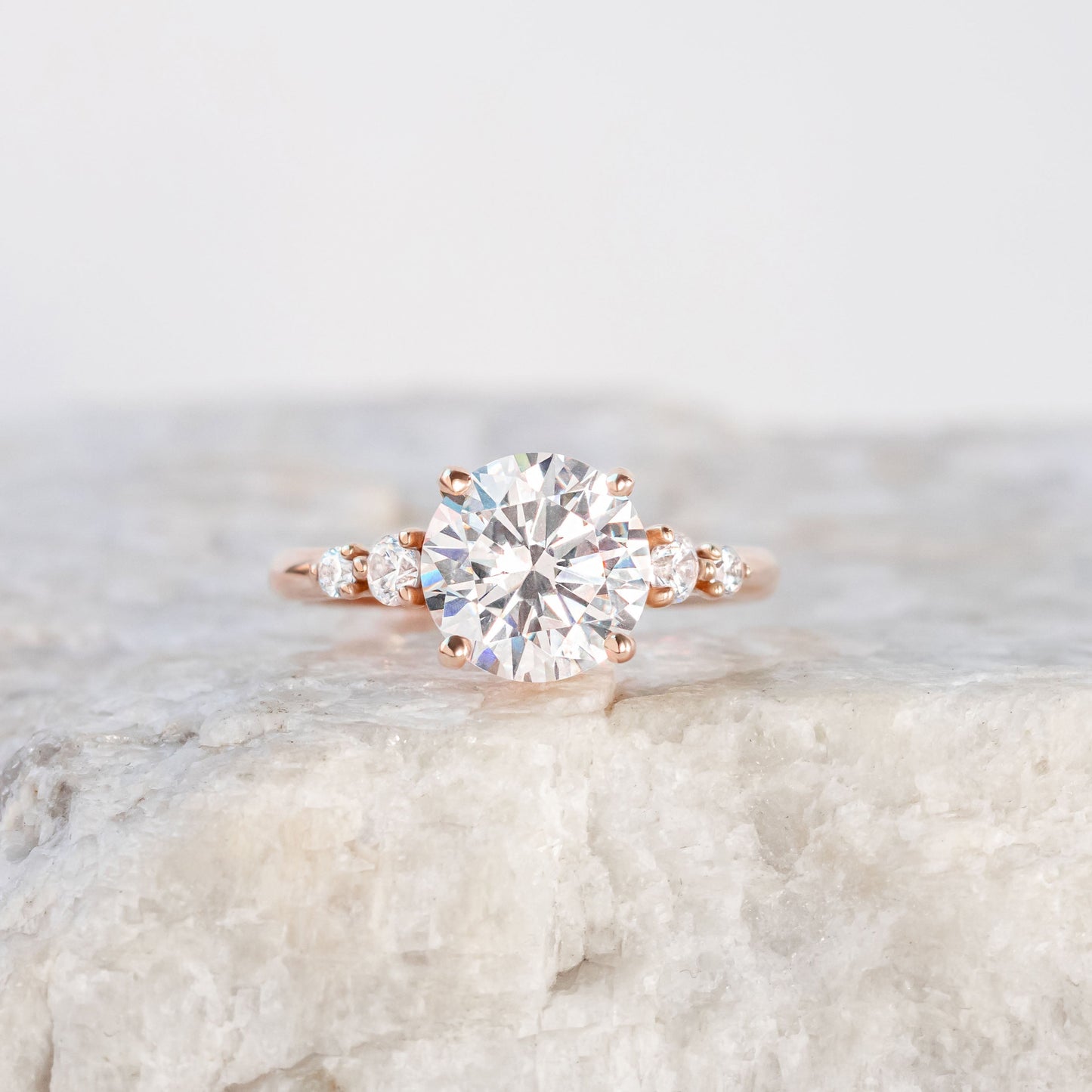 2 CT Round Three Stones Lab Grown Diamond Engagement Ring