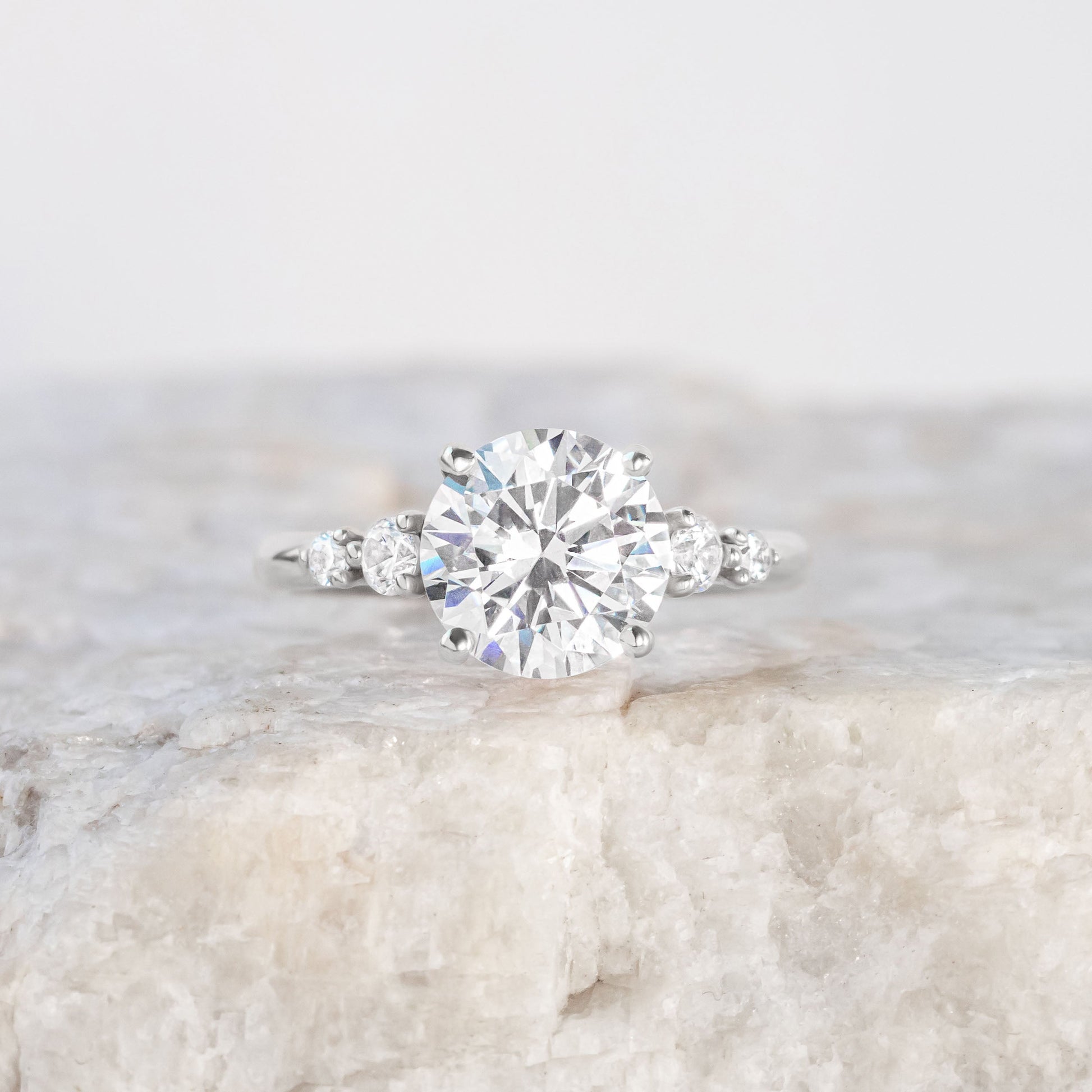 2 CT Round Three Stones Lab Grown Diamond Engagement Ring