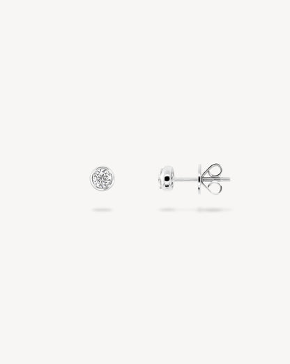 1.0 CT Round Bezel Solitaire Lab Grown Diamond Earrings