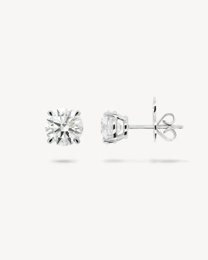 1.0 CT Round Bezel Solitaire Lab Grown Diamond Earrings