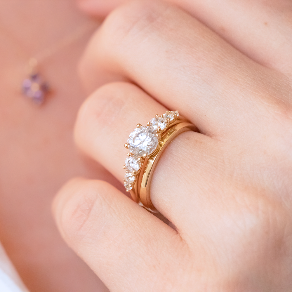 2 CT Round Three Stones Lab Grown Diamond Engagement Ring