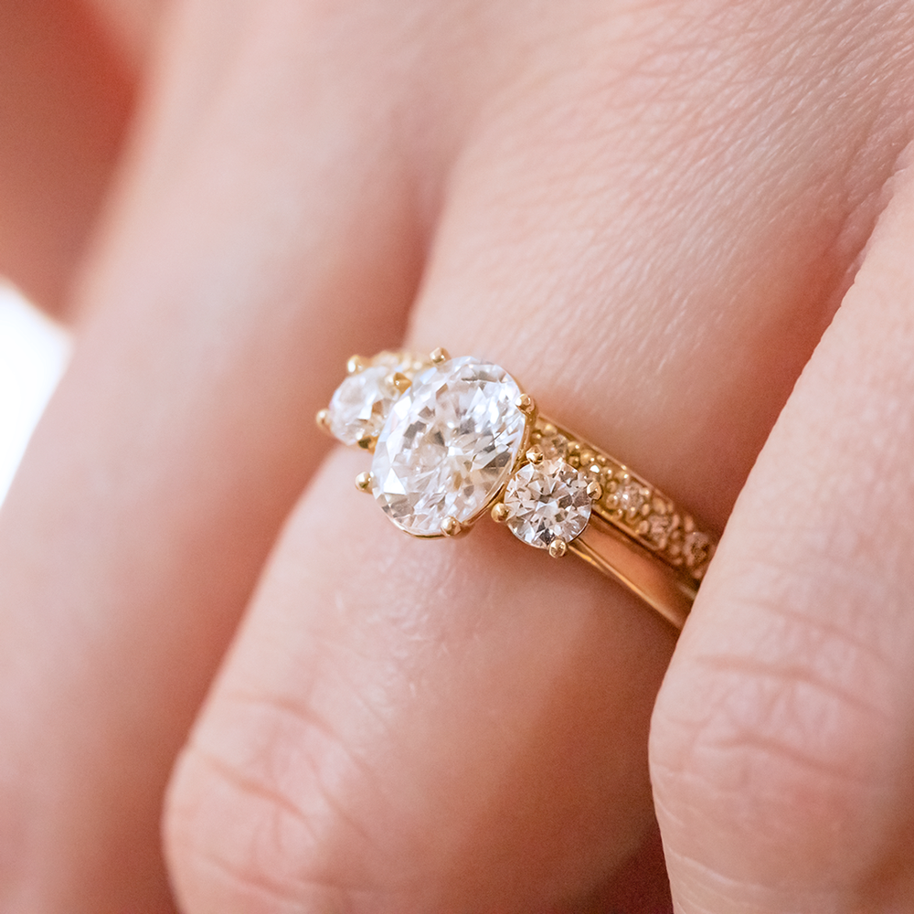 2 CT Round Three Stones Lab Grown Diamond Engagement Ring
