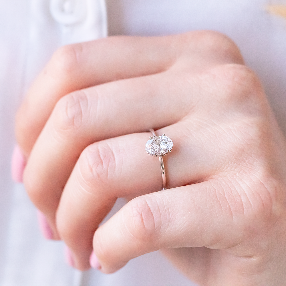 2 CT Round Three Stones Lab Grown Diamond Engagement Ring