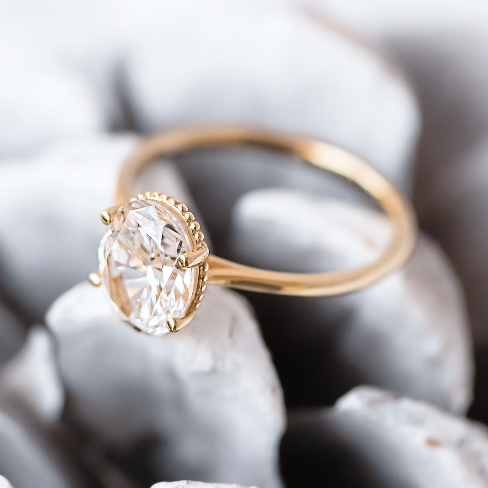 2 CT Round Three Stones Lab Grown Diamond Engagement Ring