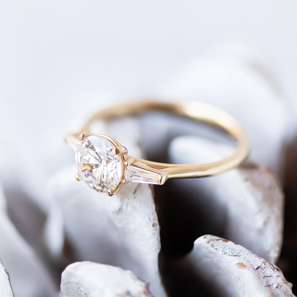 2 CT Round Three Stones Lab Grown Diamond Engagement Ring