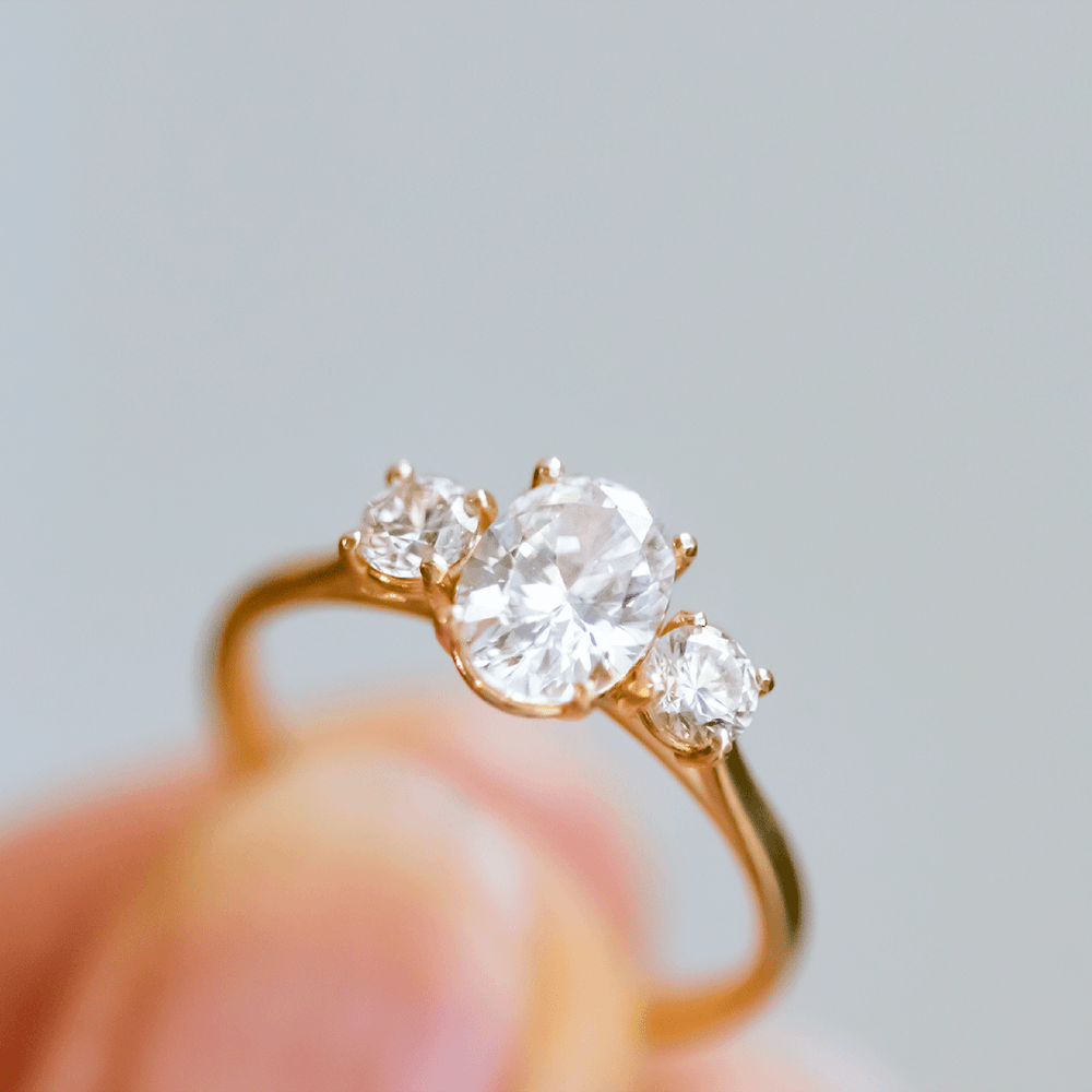 2 CT Round Three Stones Lab Grown Diamond Engagement Ring