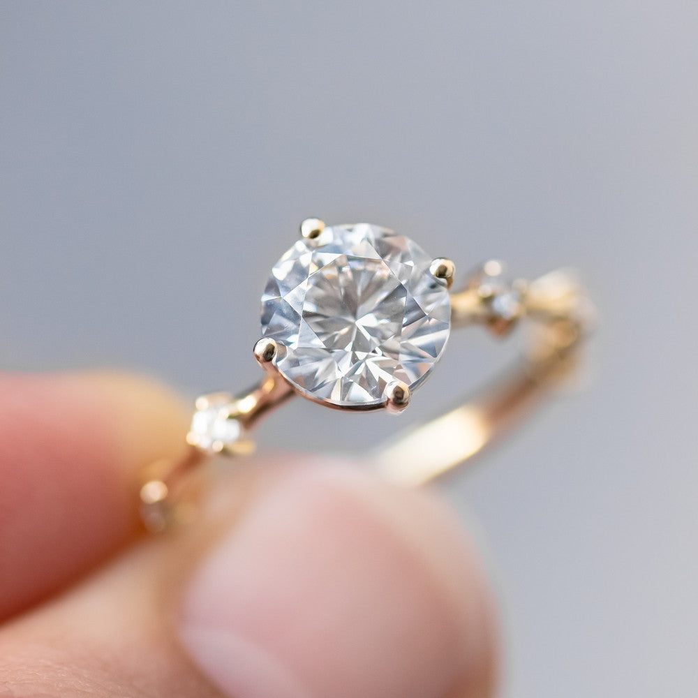 2 CT Round Three Stones Lab Grown Diamond Engagement Ring