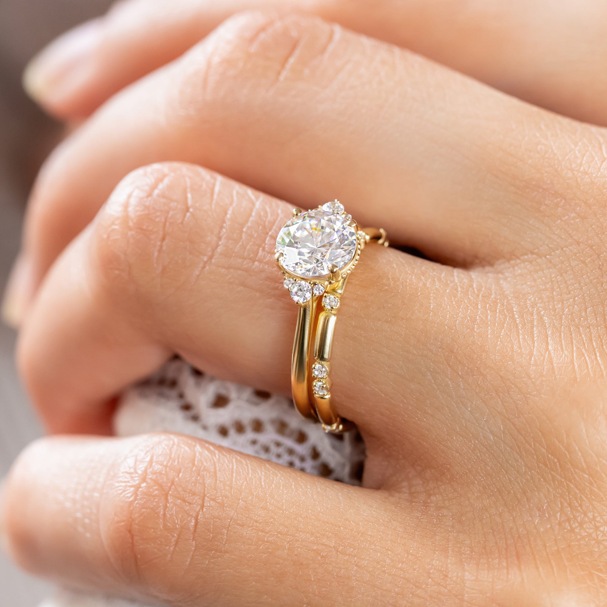 2 CT Round Three Stones Lab Grown Diamond Engagement Ring