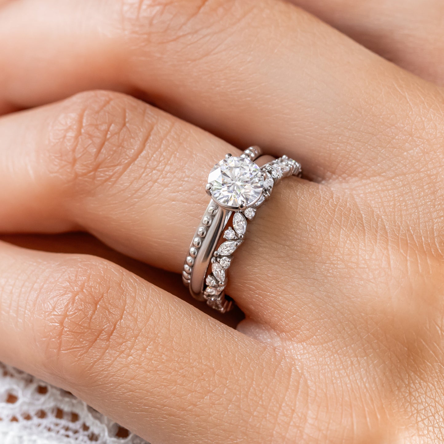 2 CT Round Three Stones Lab Grown Diamond Engagement Ring