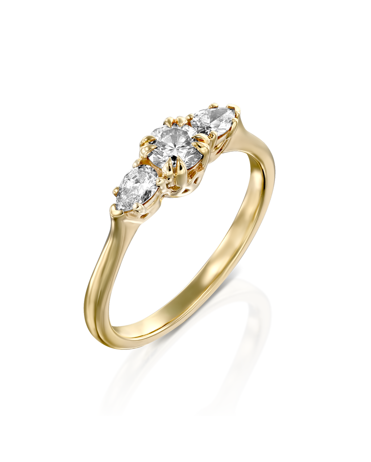 2 CT Round Three Stones Lab Grown Diamond Engagement Ring