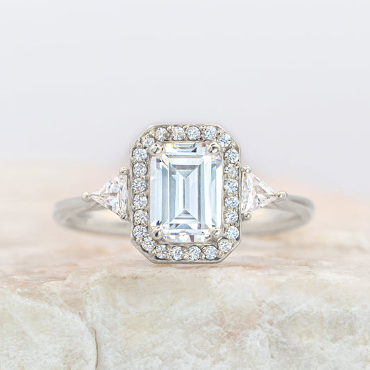 2 CT Round Three Stones Lab Grown Diamond Engagement Ring