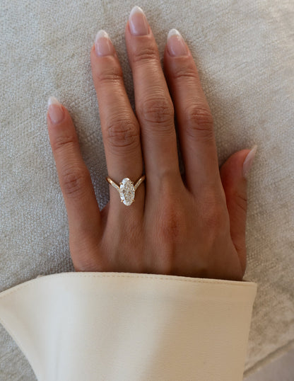 3 CT Moval Swirl Pave Lab Grown Engagement Ring
