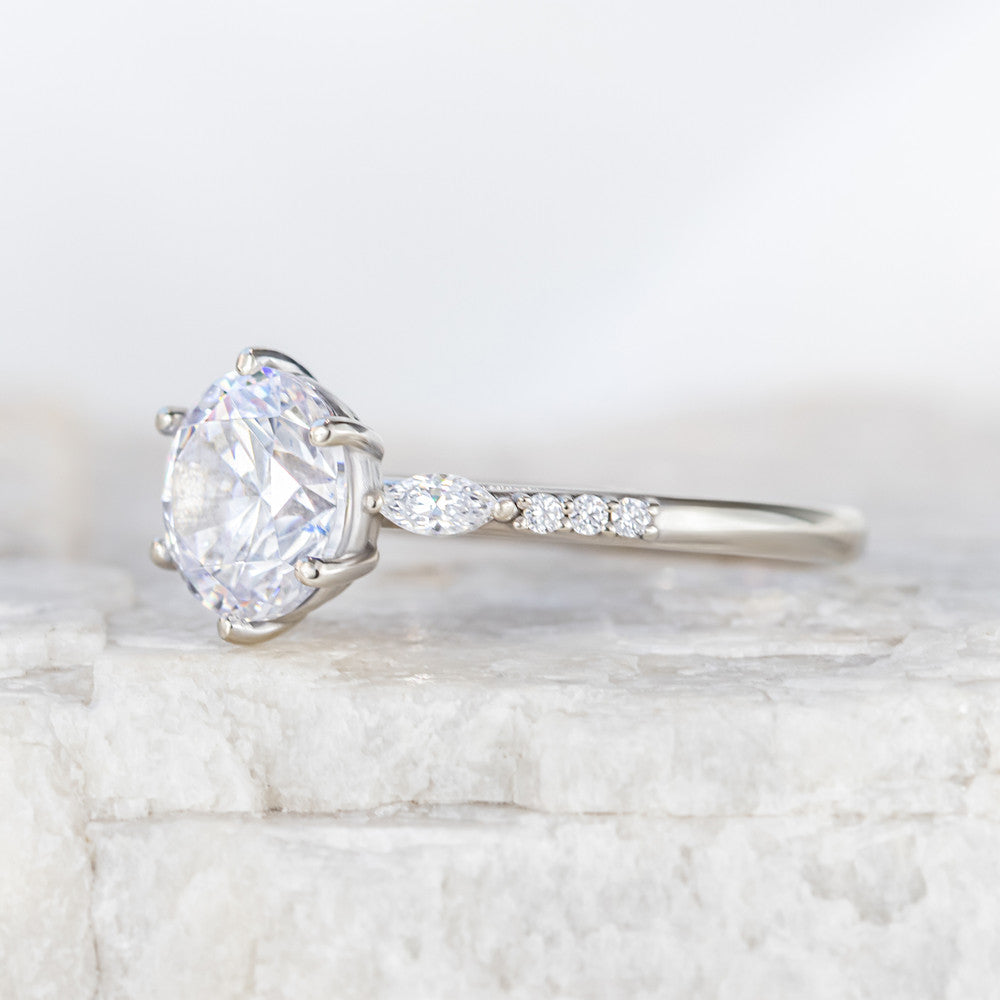 2 CT Round Three Stones Lab Grown Diamond Engagement Ring