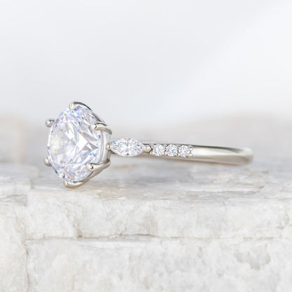 2 CT Round Three Stones Lab Grown Diamond Engagement Ring