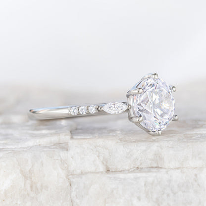 2 CT Round Three Stones Lab Grown Diamond Engagement Ring