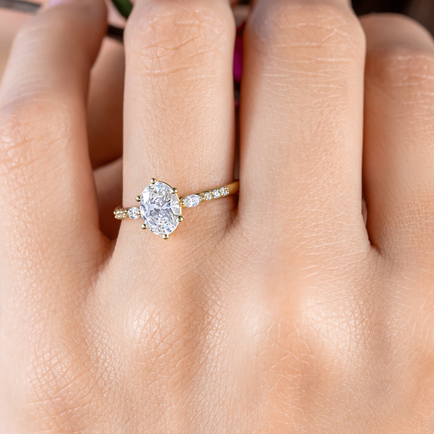 2 CT Round Three Stones Lab Grown Diamond Engagement Ring
