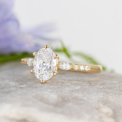 2 CT Round Three Stones Lab Grown Diamond Engagement Ring