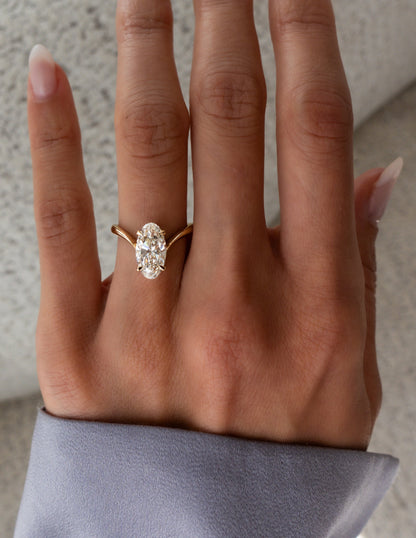 3 CT Moval Solitaire Lab Grown Engagement Ring