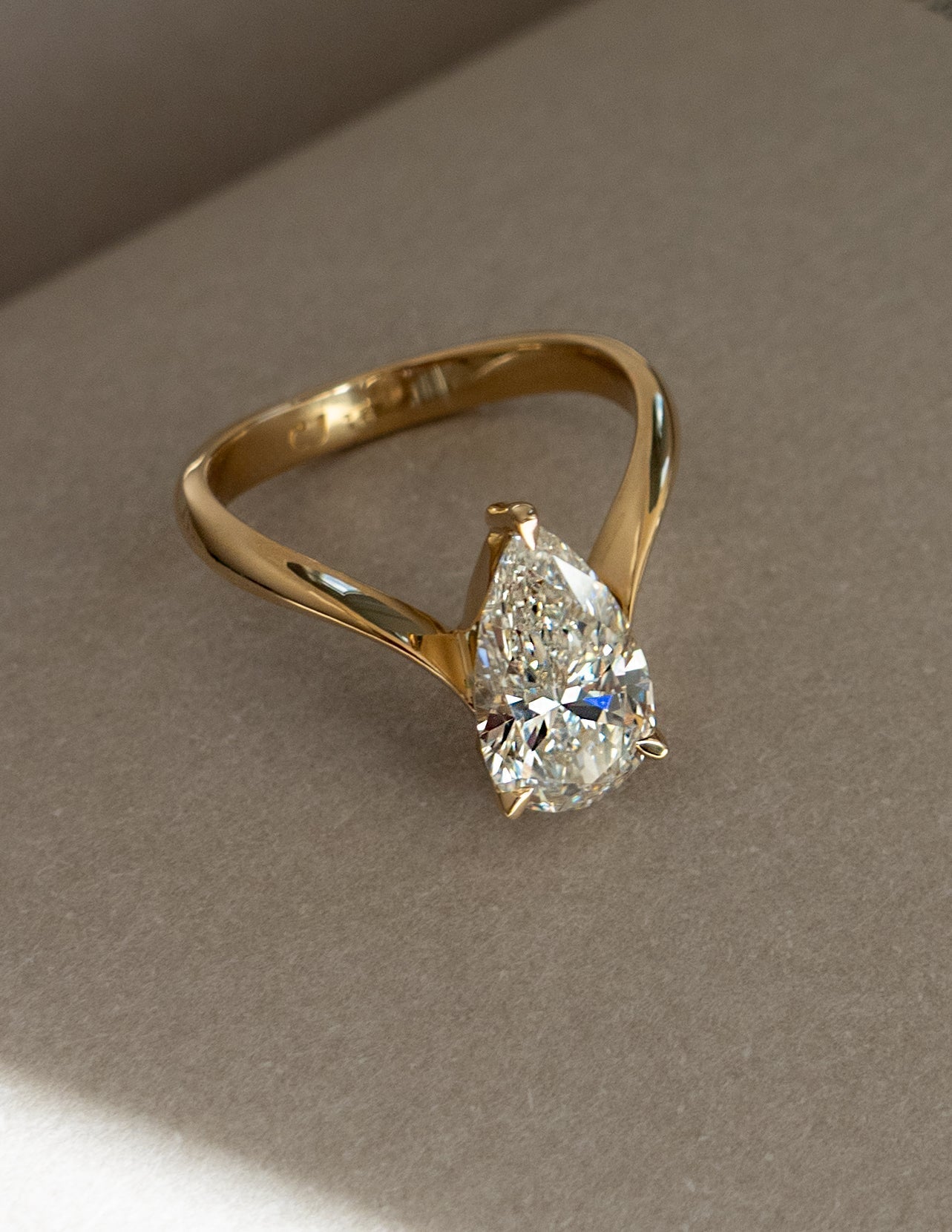 2 CT Pear Solitaire Lab Grown Engagement Ring