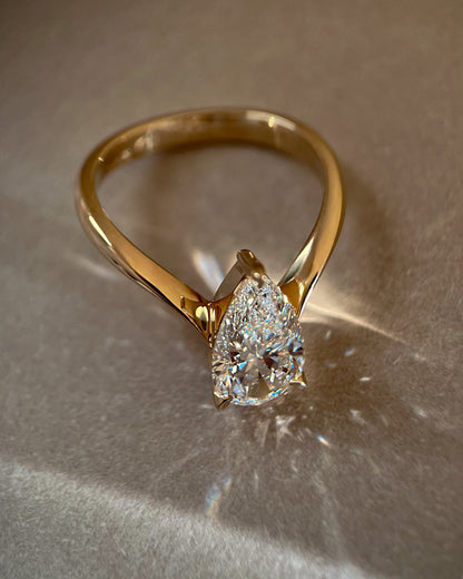 2 CT Pear Solitaire Lab Grown Engagement Ring