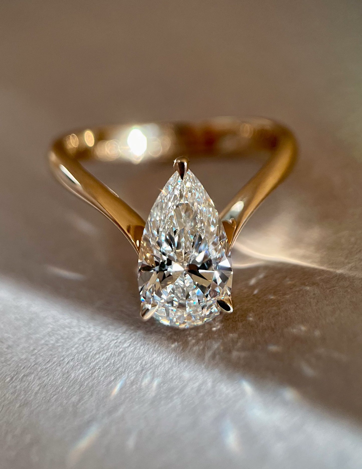 2 CT Pear Solitaire Lab Grown Engagement Ring