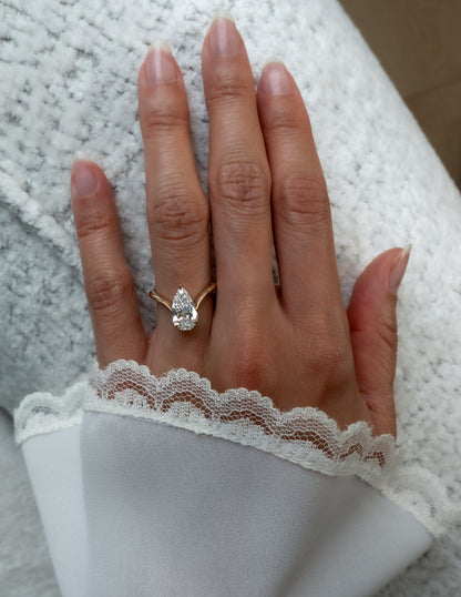 2 CT Pear Solitaire Lab Grown Engagement Ring