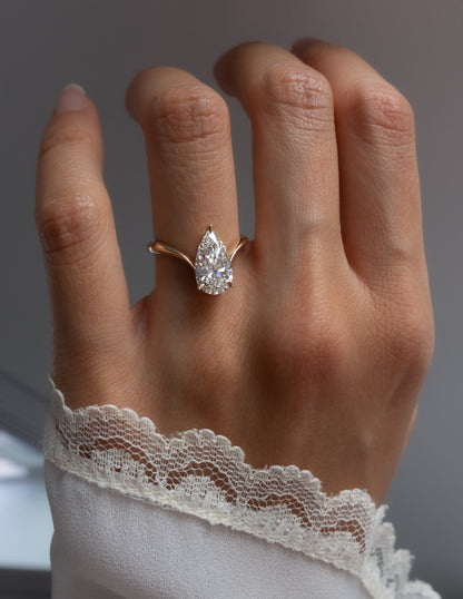 2 CT Pear Solitaire Lab Grown Engagement Ring