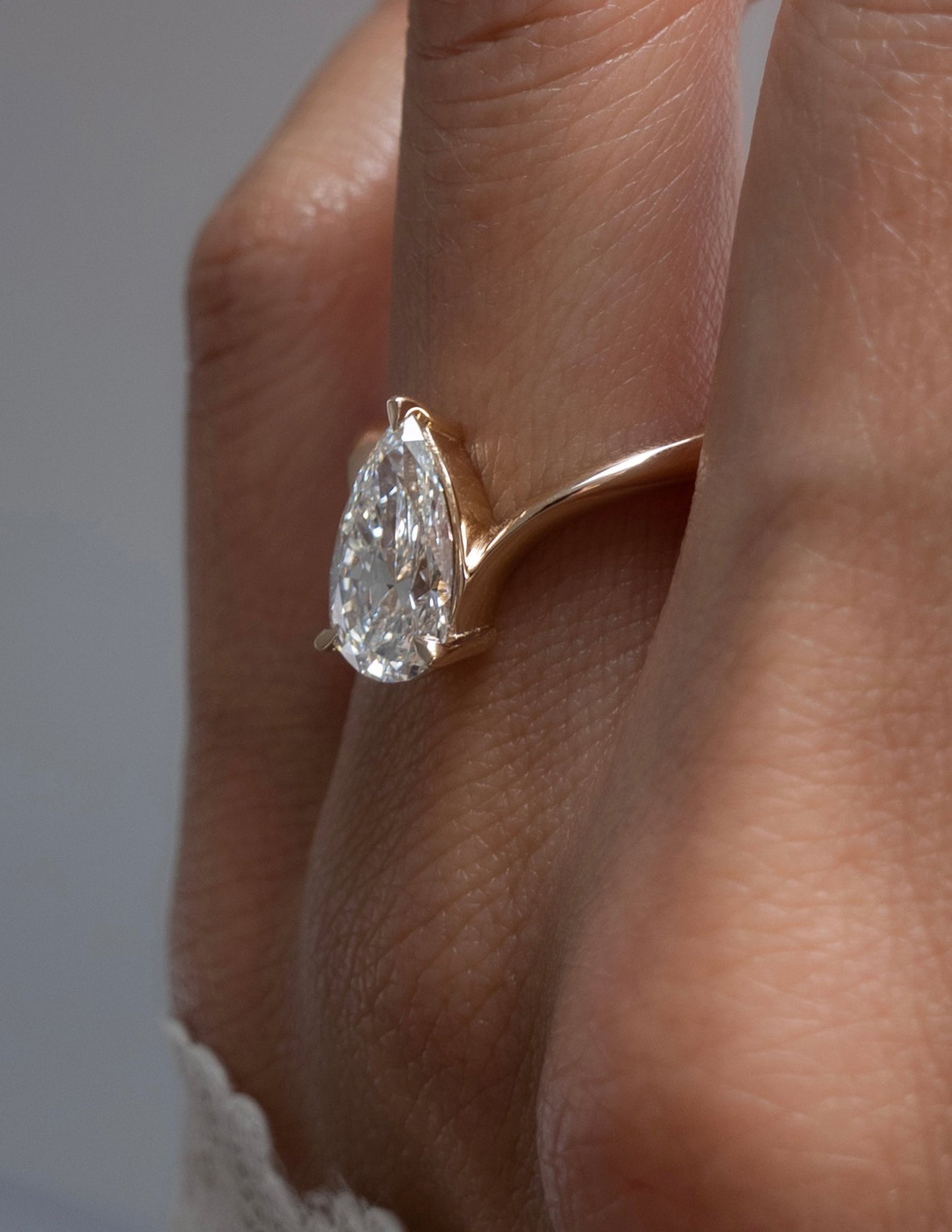 2 CT Pear Solitaire Lab Grown Engagement Ring