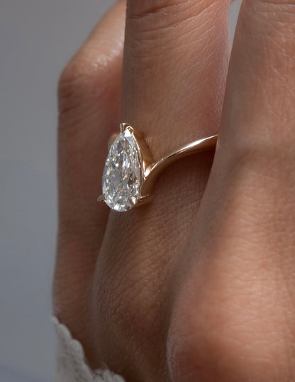 2 CT Pear Solitaire Lab Grown Engagement Ring