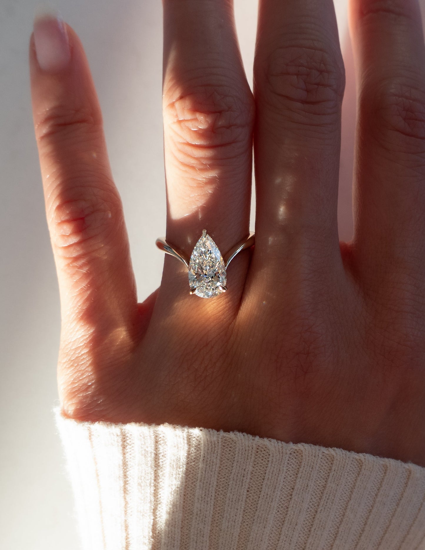 2 CT Pear Solitaire Lab Grown Engagement Ring