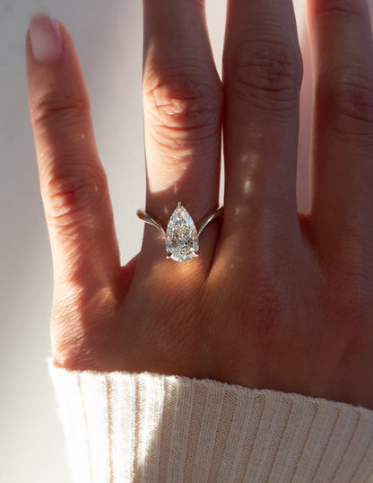 2 CT Pear Solitaire Lab Grown Engagement Ring