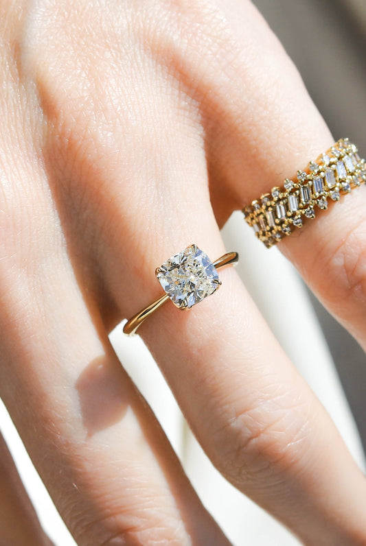 2 CT Round Three Stones Lab Grown Diamond Engagement Ring