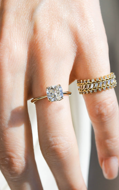 2 CT Round Three Stones Lab Grown Diamond Engagement Ring