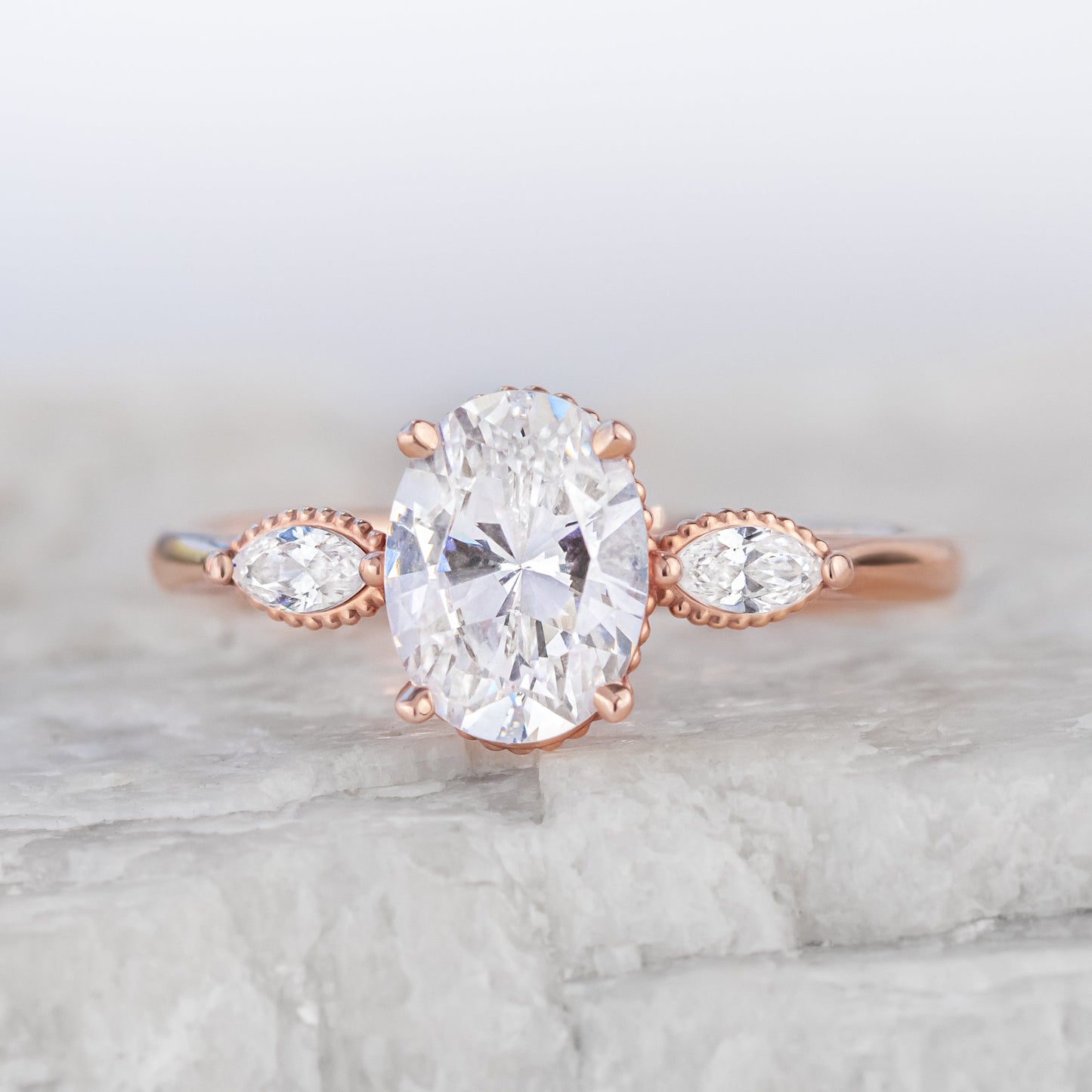 2 CT Round Three Stones Lab Grown Diamond Engagement Ring