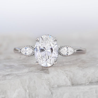 2 CT Round Three Stones Lab Grown Diamond Engagement Ring