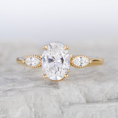 2 CT Round Three Stones Lab Grown Diamond Engagement Ring