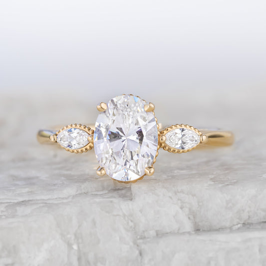 2 CT Round Three Stones Lab Grown Diamond Engagement Ring