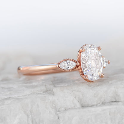 2 CT Round Three Stones Lab Grown Diamond Engagement Ring