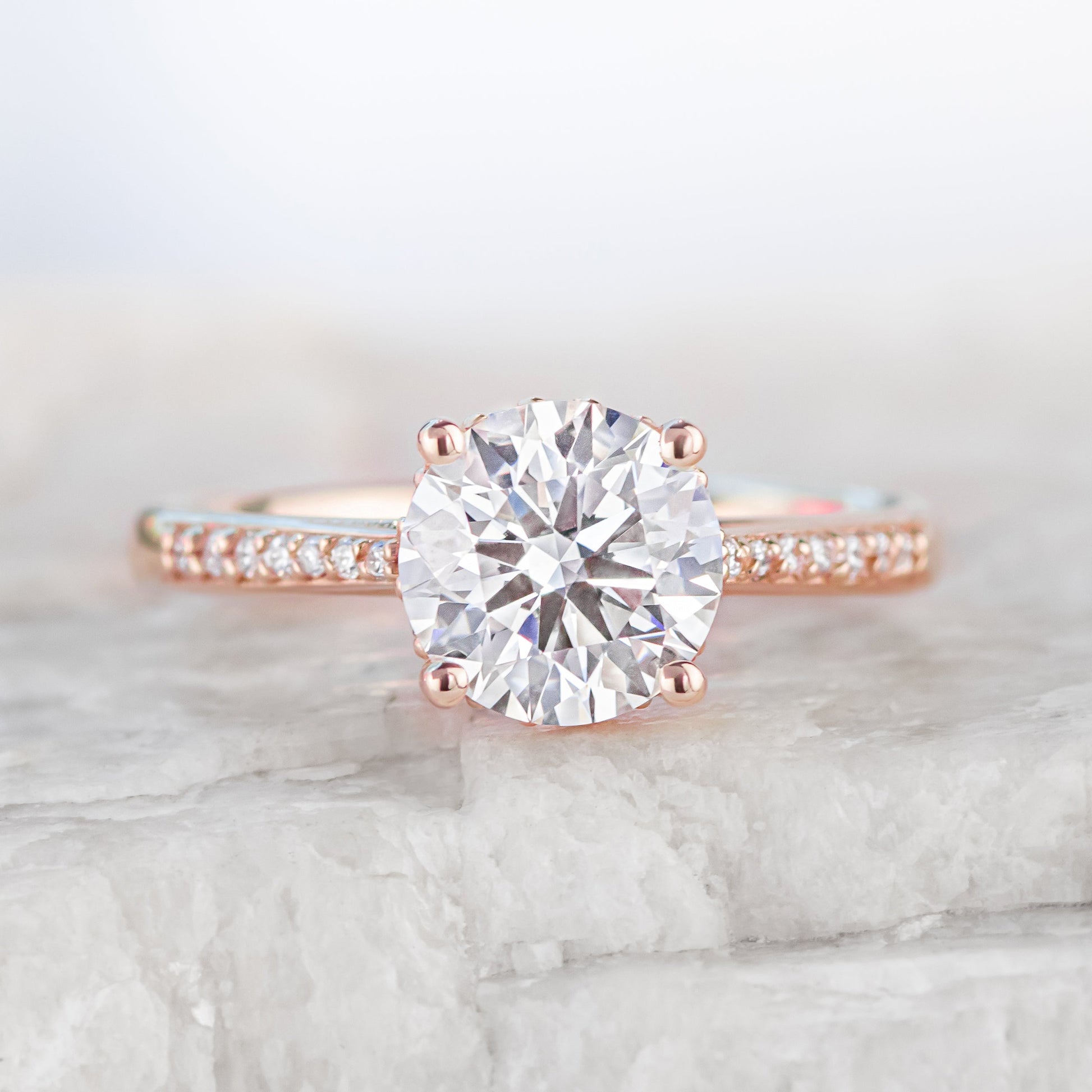 2 CT Round Three Stones Lab Grown Diamond Engagement Ring