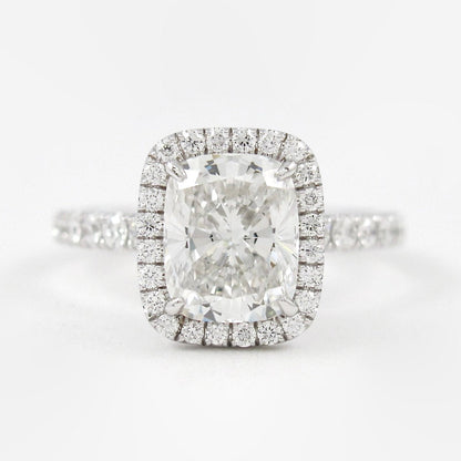 2.0 CT Elongated Cushion Halo Style Moissanite Engagement Ring 1
