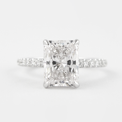 1.80 CT Radiant Hidden Halo & Pave Moissanite Engagement Ring 1