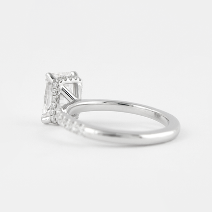 1.80 CT Radiant Hidden Halo & Pave Moissanite Engagement Ring 3