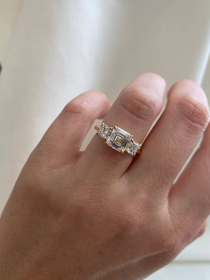 2 CT Round Three Stones Lab Grown Diamond Engagement Ring